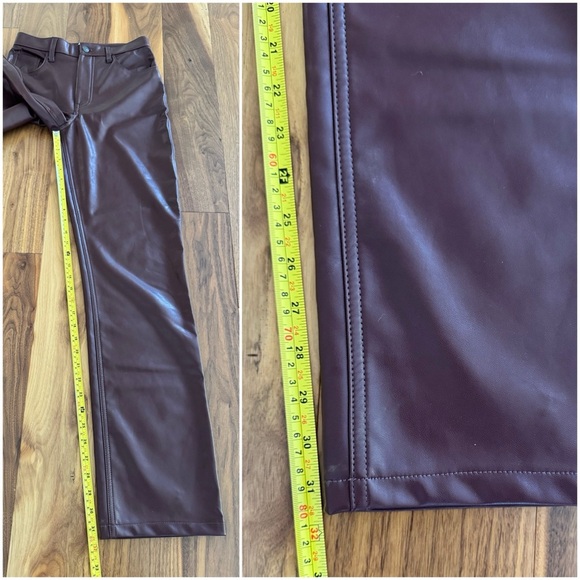 Abercrombie & Fitch The 90s Straight ultra high rise Vegan Leather Pants 27/4L - Picture 14 of 14
